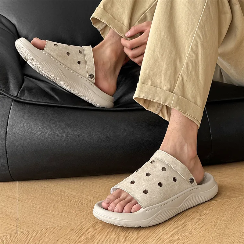 WEISHIBANGWEI Beach Sandals Men's Ecru-7