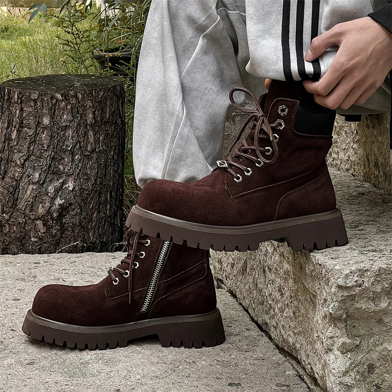 WEISHIBANGWEI Short Mid Calf Martin Boot Men's-10