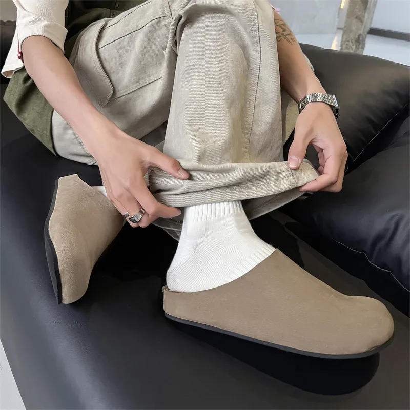 WEISHIBANGWEI Rubber Sole Closed Toe Slippers Unisex Camel-4