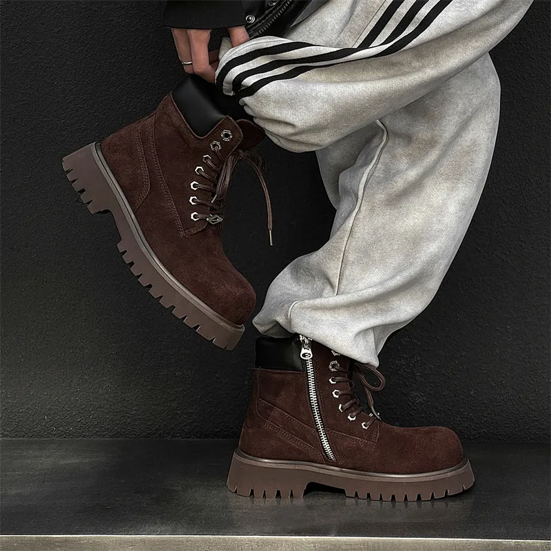 WEISHIBANGWEI Short Mid Calf Martin Boot Men's-12