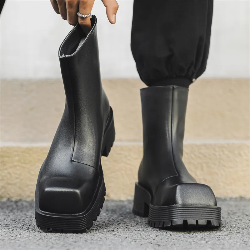 WEISHIBANGWEI Ankle Boots Men's Black-1