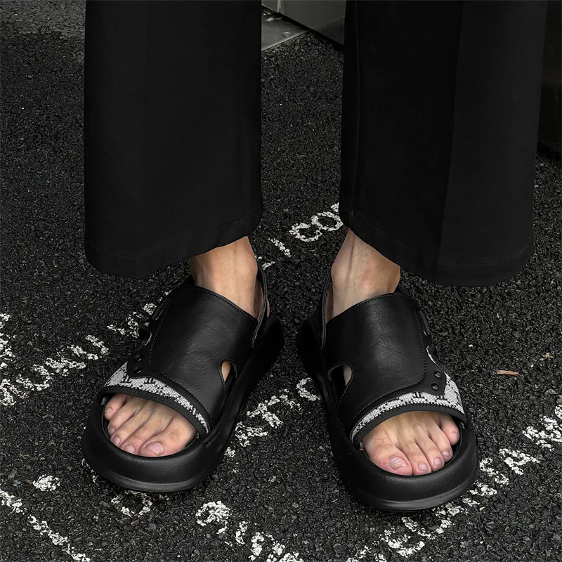 WEISHIBANGWEI Beach Sandals Men's Black-1