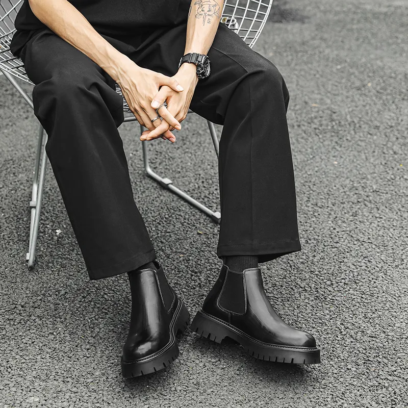 WEISHIBANGWEI Short Chelsea Boots Men's-4