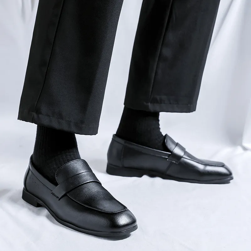 WEISHIBANGWEI Loafers Men's Black-5