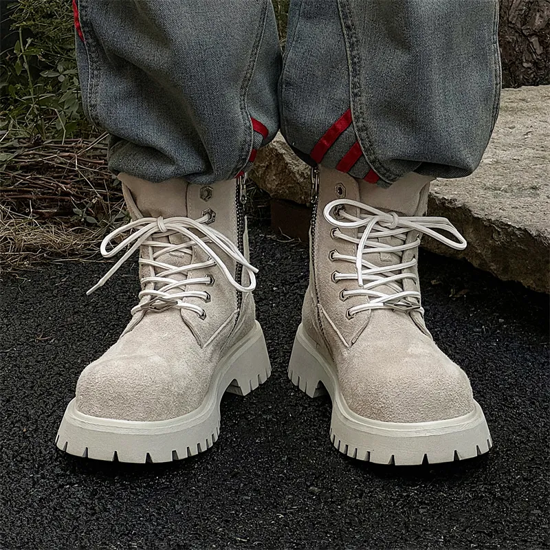 WEISHIBANGWEI Short Mid Calf Martin Boot Men's-5