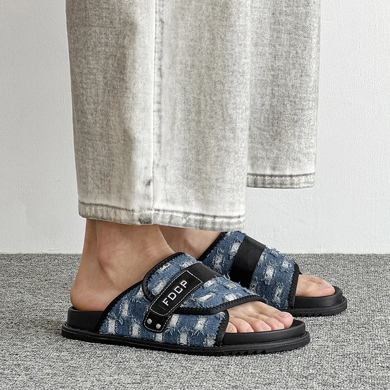 WEISHIBANGWEI Slip Resistant Odor Resistant Slide Slippers Men's Blue-4