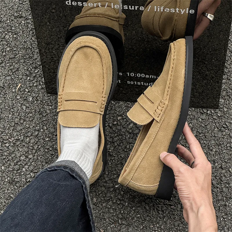 WEISHIBANGWEI Loafers Men's Beige Khaki-3