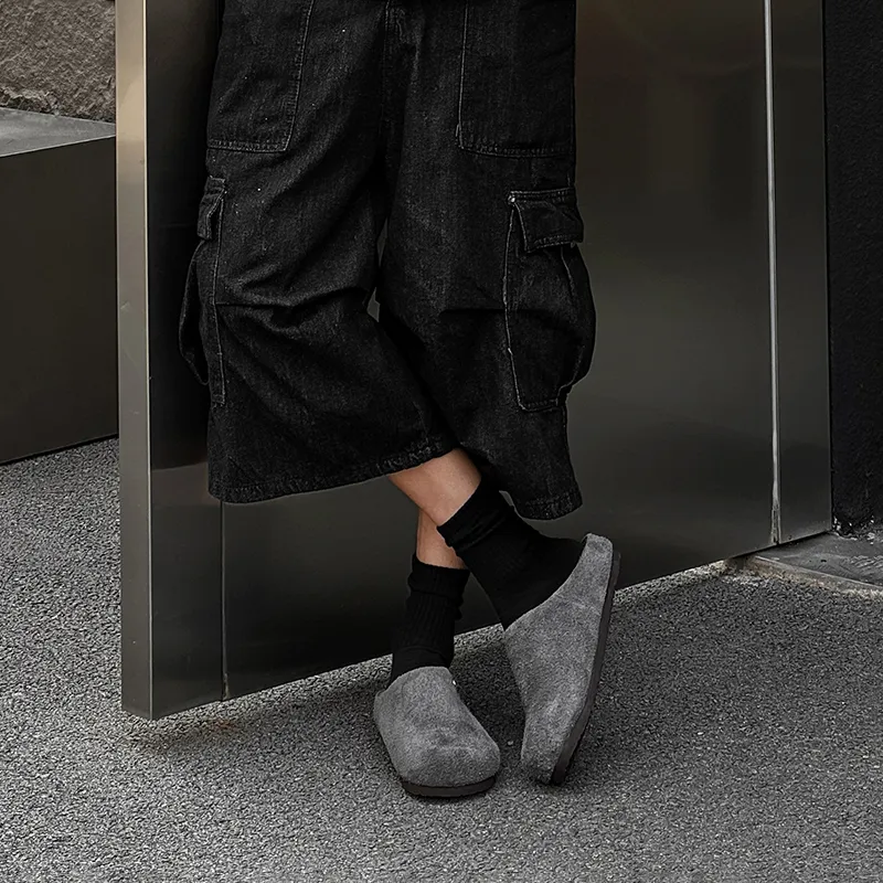 WEISHIBANGWEI Rubber Sole Slip Resistant Closed Toe Slippers Unisex Gray-6
