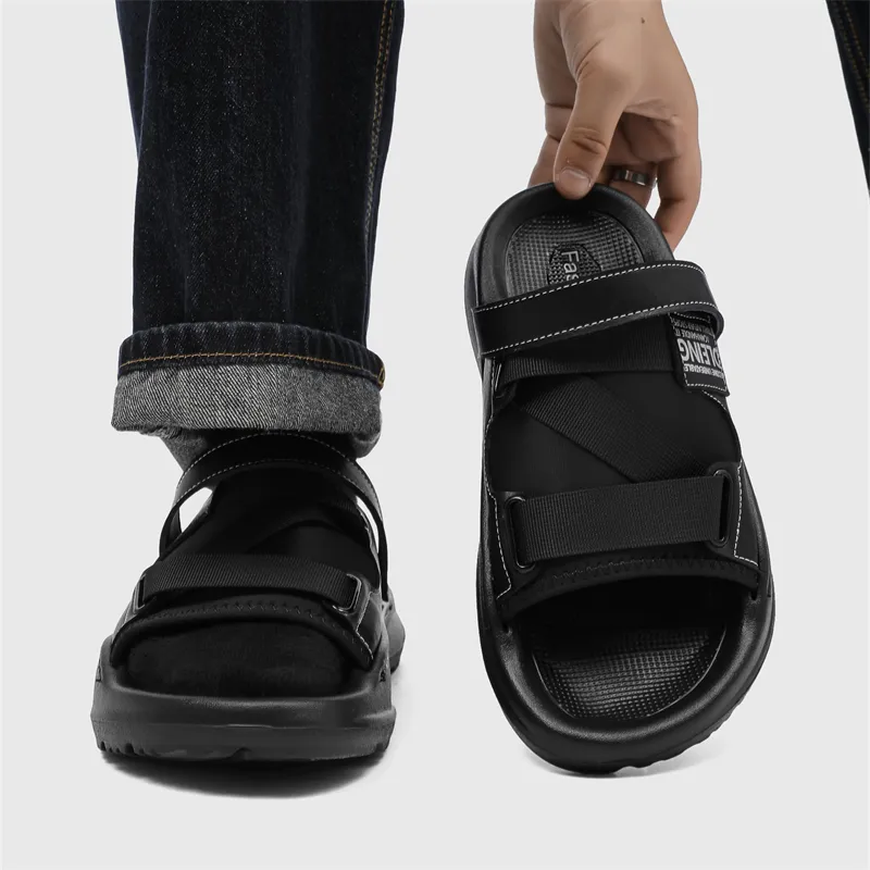 WEISHIBANGWEI Beach Sandals Men's Black-4