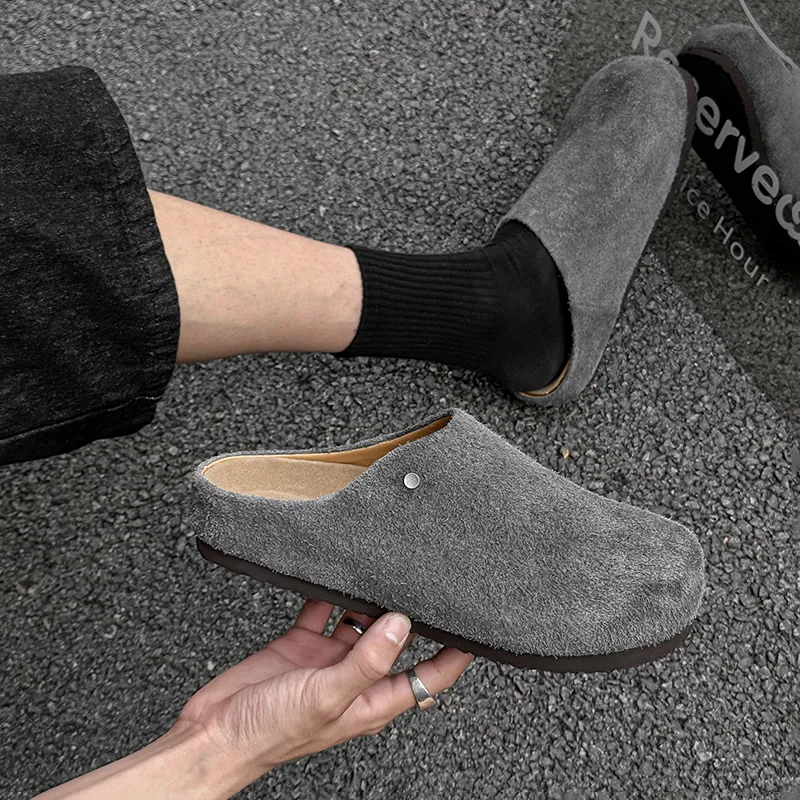 WEISHIBANGWEI Rubber Sole Slip Resistant Closed Toe Slippers Unisex Gray-3