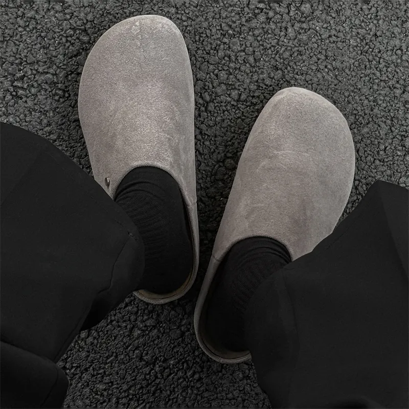 WEISHIBANGWEI Rubber Sole Slip Resistant Closed Toe Slippers Unisex White Gray-5