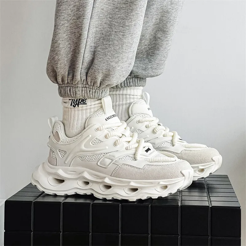 WEISHIBANGWEI Breathable Height Increase Low Top Chunky Sneakers Men's-3