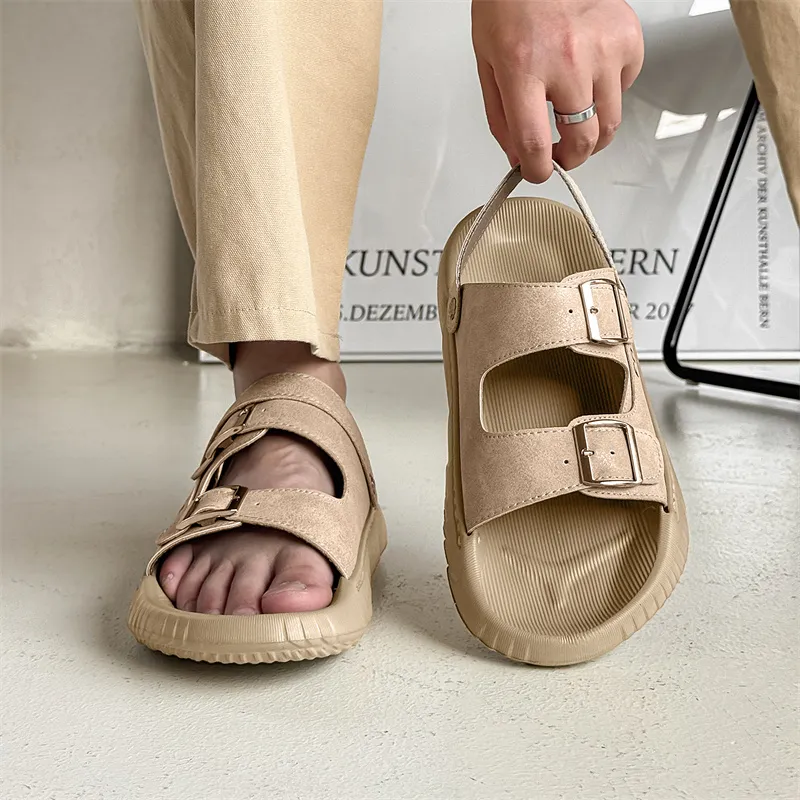 WEISHIBANGWEI Beach Sandals Men's Khaki White-2