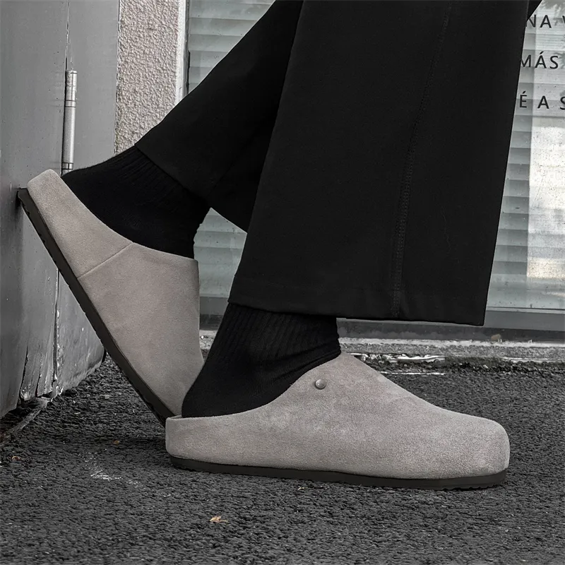 WEISHIBANGWEI Rubber Sole Slip Resistant Closed Toe Slippers Unisex White Gray-6