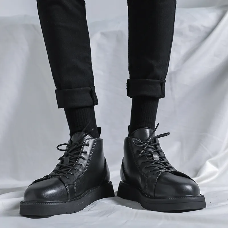 WEISHIBANGWEI Ankle Boots Men's Black-5