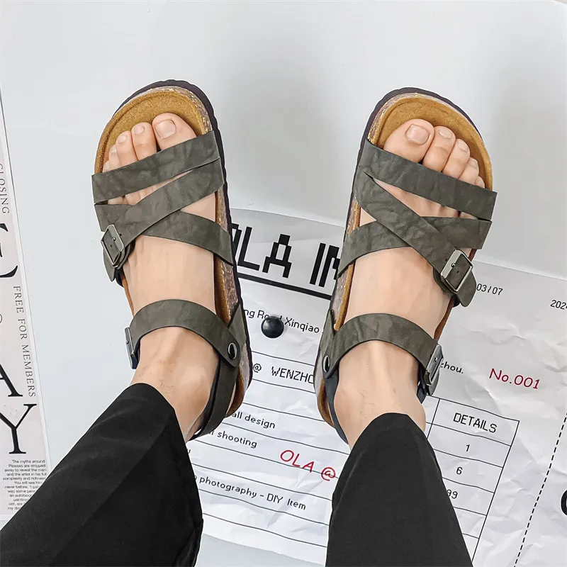 WEISHIBANGWEI Roman Sandals Unisex Gray-3