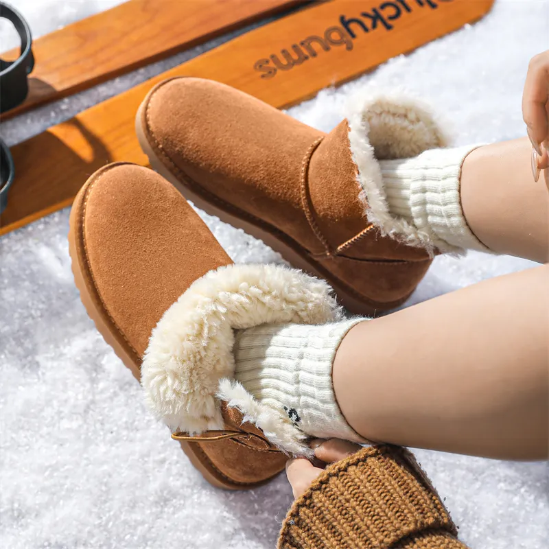 WEISHIBANGWEI Warm Wear Resistant Cushioning Slip Resistant Short Snow Boots Women's-3