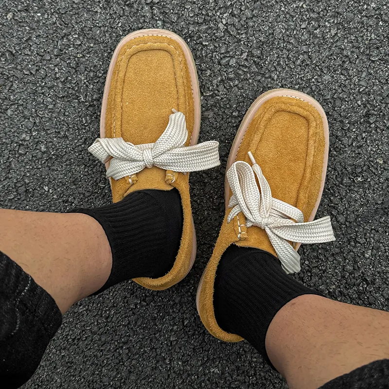WEISHIBANGWEI Height Increasing Low Top Casual Shoes Men's Yellow-3
