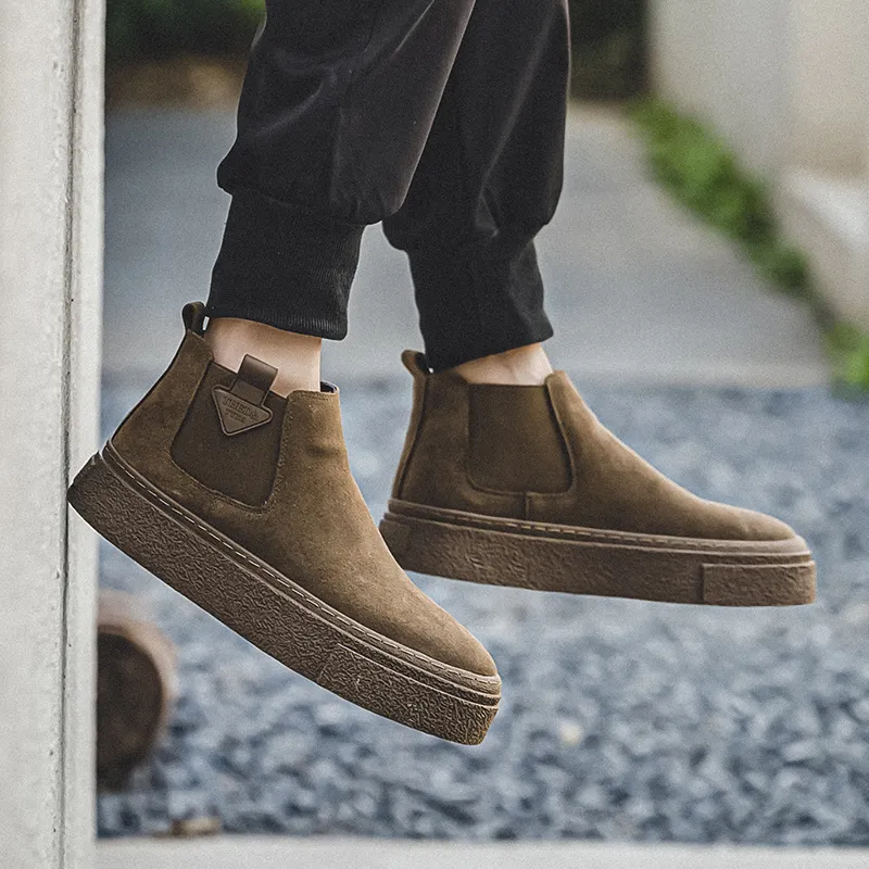 WEISHIBANGWEI Short Chelsea Boots Medium Heel Men's-15