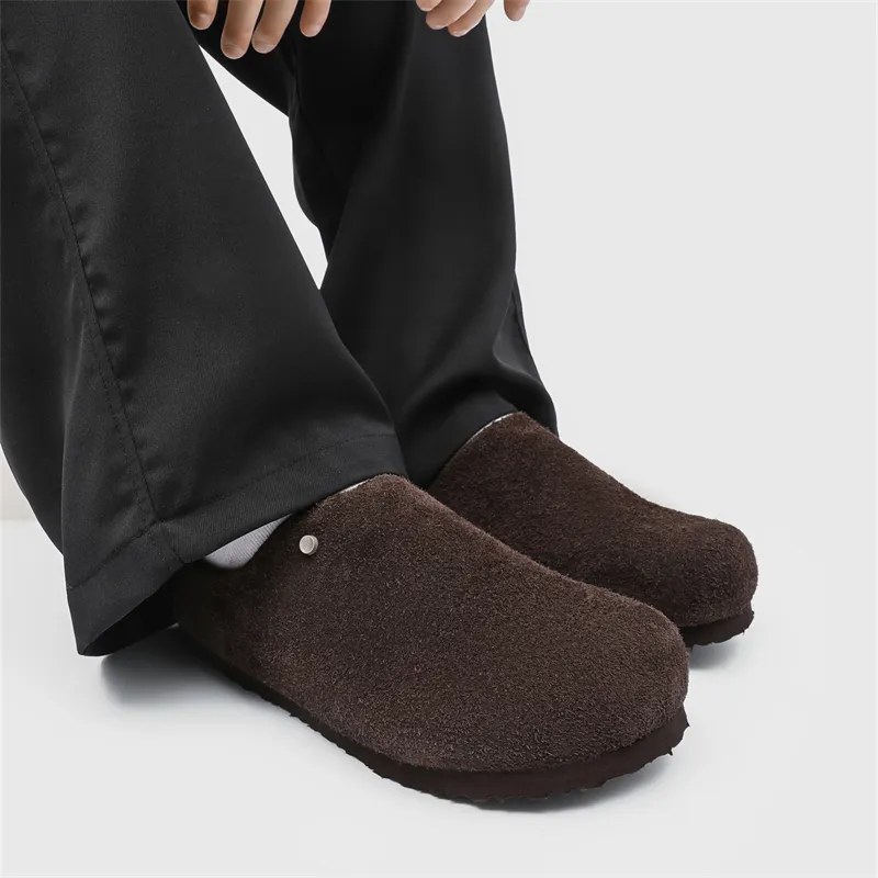 WEISHIBANGWEI Rubber Sole Slip Resistant Closed Toe Slippers Unisex Brown-5