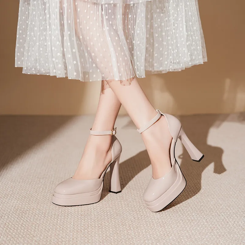 WEISHIBANGWEI Chunky Heel High Heels Women's-11