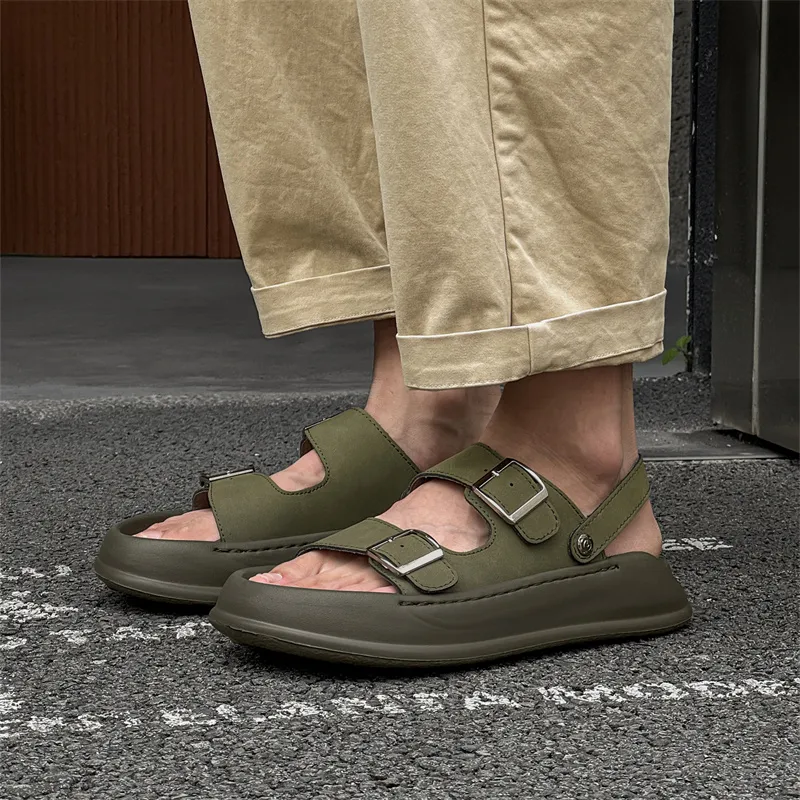 WEISHIBANGWEI Beach Sandals Men's Olive Green-3