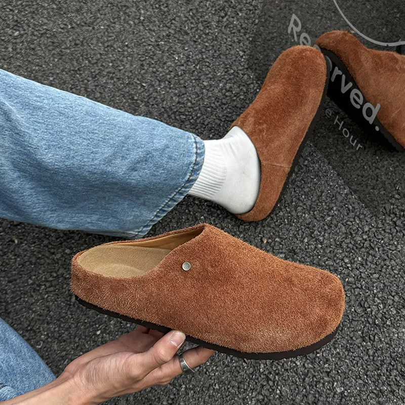 WEISHIBANGWEI Rubber Sole Slip Resistant Closed Toe Slippers Unisex Camel-3