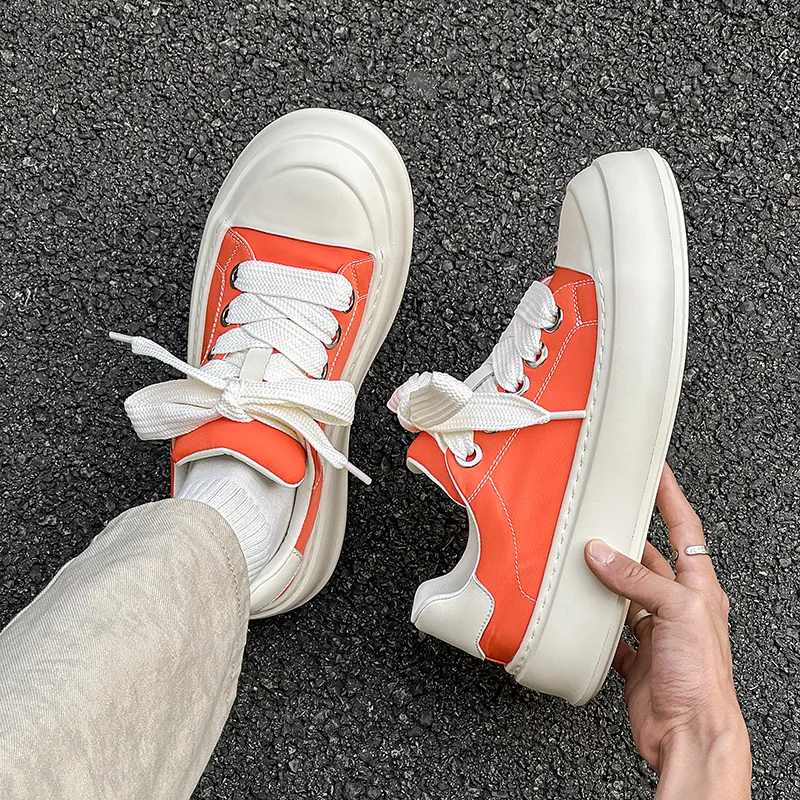 WEISHIBANGWEI Height Increasing Low Top Skateboard Shoes Men's Orange-1