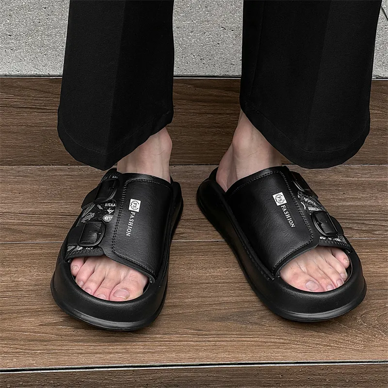 WEISHIBANGWEI Slip Resistant Odor Resistant Slide Slippers Men's Black-4