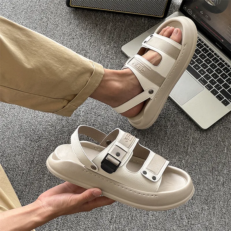 WEISHIBANGWEI Beach Sandals Men's White-3