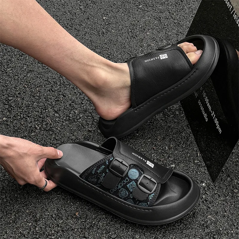 WEISHIBANGWEI Slip Resistant Odor Resistant Slide Slippers Men's Blue-2