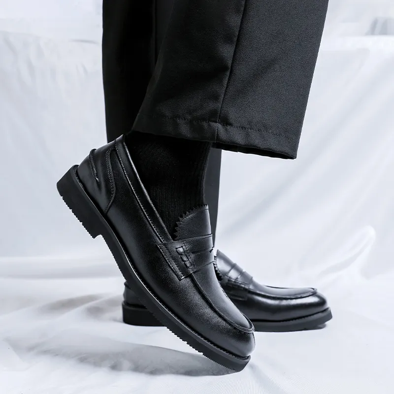 WEISHIBANGWEI Loafers Men's Black-4