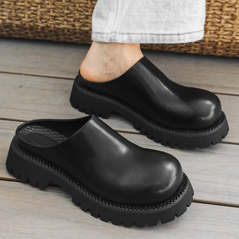 WEISHIBANGWEI Slip Resistant Wrap toe Slippers Men's Black-7
