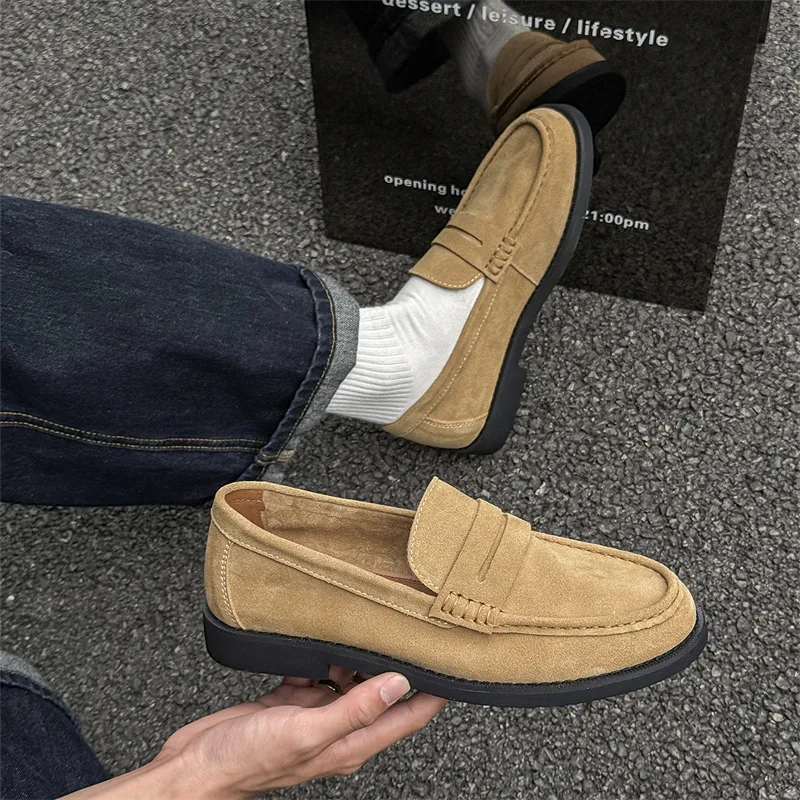 WEISHIBANGWEI Loafers Men's Beige Khaki-1
