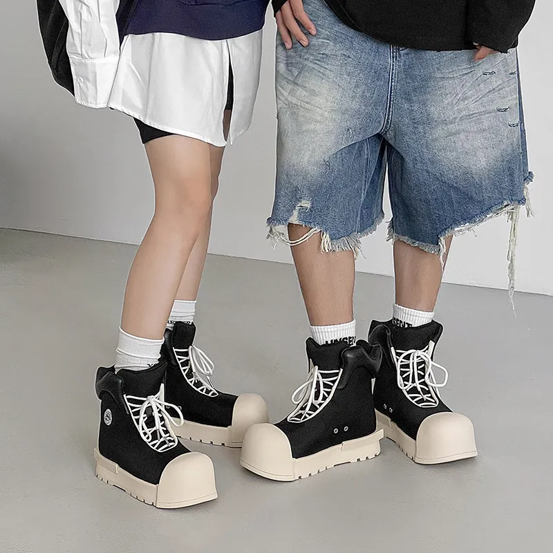 WEISHIBANGWEI Ankle Boots Unisex Black-4