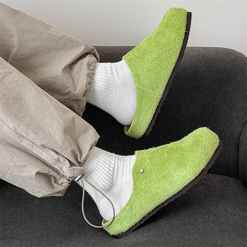 WEISHIBANGWEI Rubber Sole Slip Resistant Closed Toe Slippers Unisex Apple Green-5