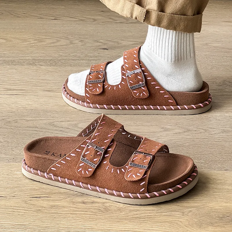 WEISHIBANGWEI Slip Resistant Odor Resistant Slide Slippers Unisex Brown-1
