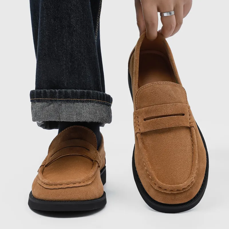 WEISHIBANGWEI Loafers Men's Apricot-2
