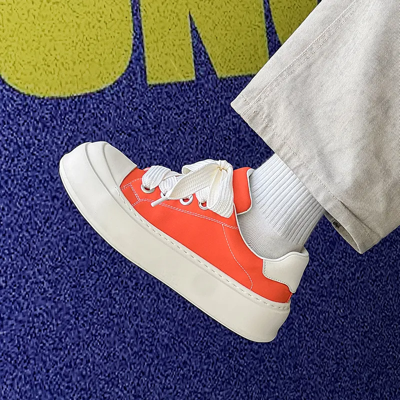 WEISHIBANGWEI Height Increasing Low Top Skateboard Shoes Men's Orange-3