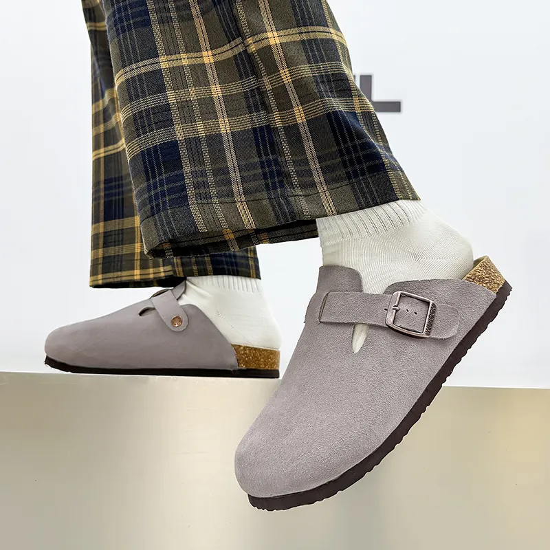 WEISHIBANGWEI Rubber Sole Closed Toe Slippers Unisex Gray-2