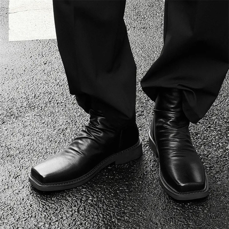 WEISHIBANGWEI Ankle Boots Unisex Black-1