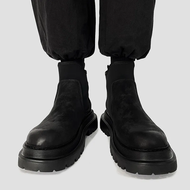 WEISHIBANGWEI Ankle Boots Men's Black-1