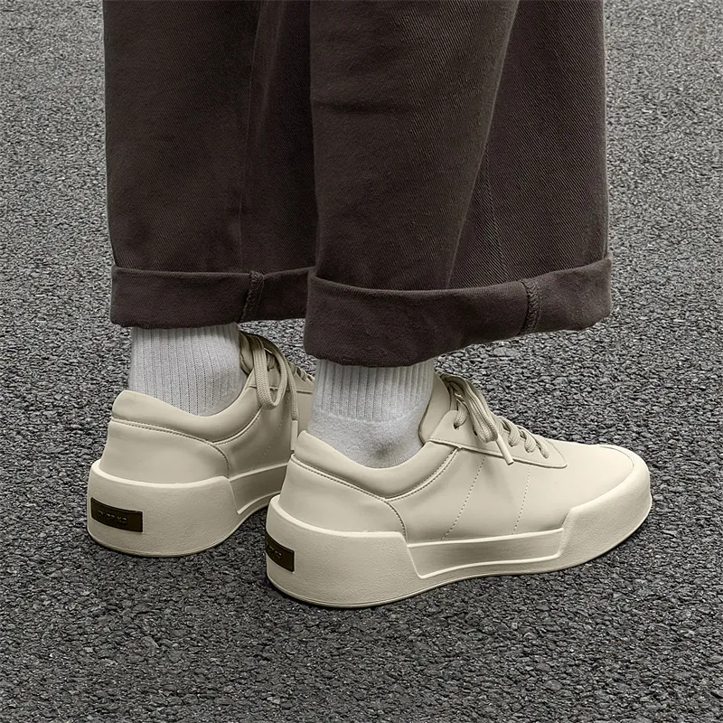 WEISHIBANGWEI Height Increasing Low Top Skateboard Shoes Unisex White-1
