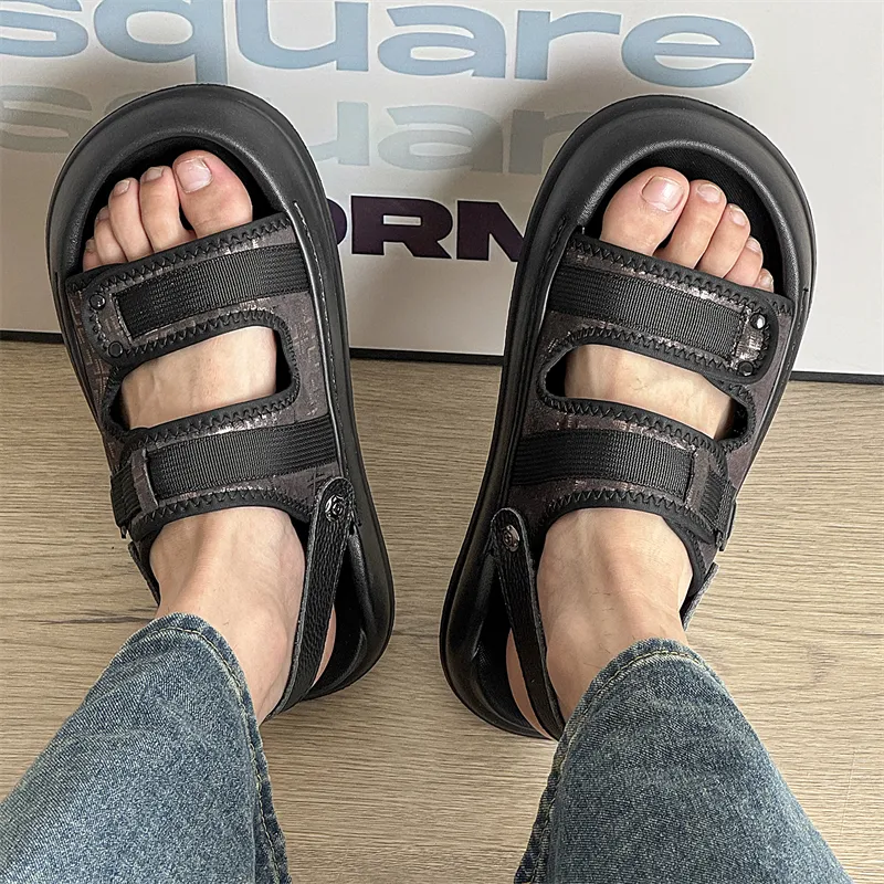 WEISHIBANGWEI Beach Sandals Men's Black-3