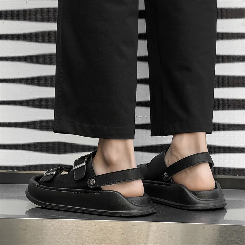 WEISHIBANGWEI Beach Sandals Men's Black-5