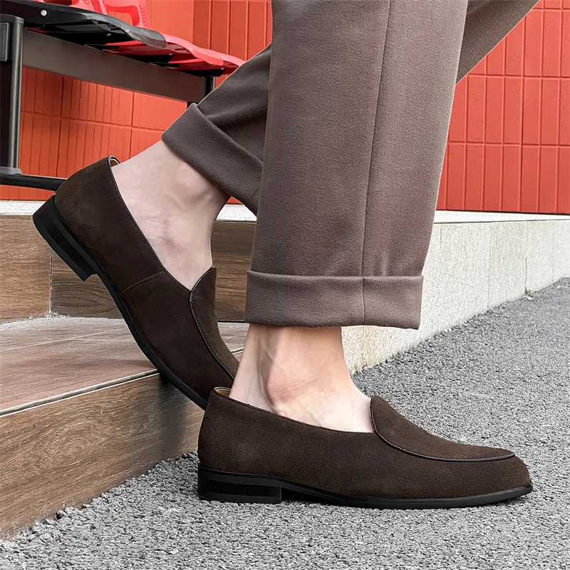 WEISHIBANGWEI Loafers Men's Brown-6