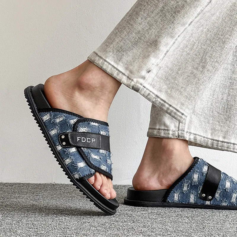 WEISHIBANGWEI Slip Resistant Odor Resistant Slide Slippers Men's Blue-5