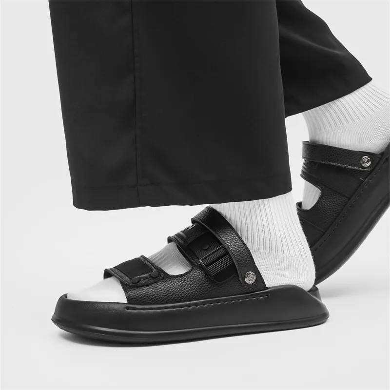 WEISHIBANGWEI Beach Sandals Men's Black-3