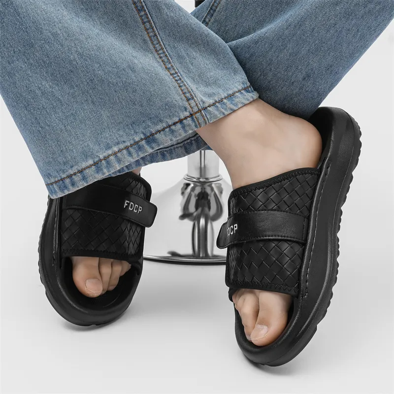 WEISHIBANGWEI Slip Resistant Odor Resistant Slide Slippers Men's Black-4