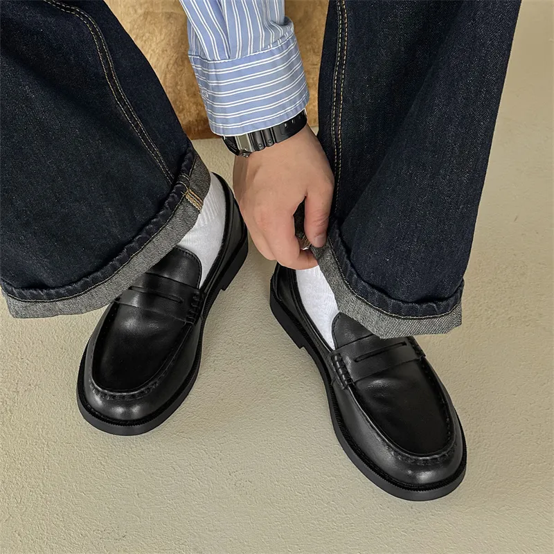 WEISHIBANGWEI Loafers Men's Black-4